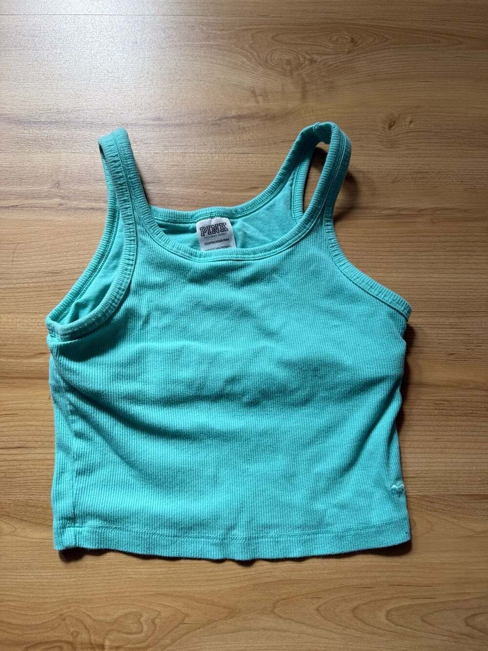 Victoria's Secret Pink Ribbed Tank Top Size XS Blue Crop